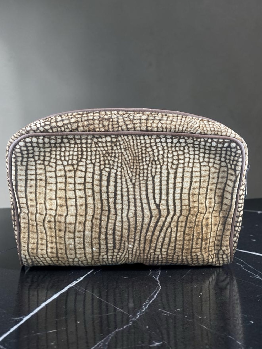 Italy Vintage Castioni Reptile Print Travel Cosmetic Pouch - Picture 3 of 7